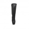 Woman's pointy boot with zipper and elastic band in black leather heel 2 - Available sizes:  33, 34, 42