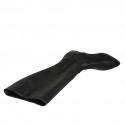 Woman's pointy boot with zipper and elastic band in black leather heel 2 - Available sizes:  33, 34, 42