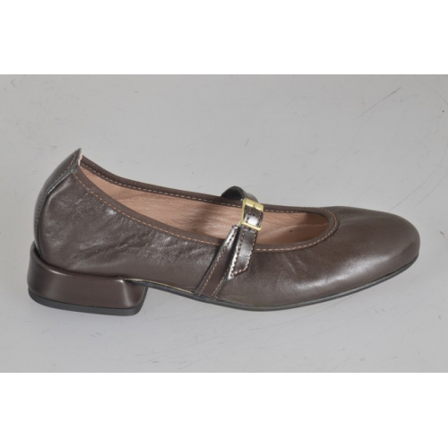 Woman's Mary Jane ballet flats in dark brown leather heel 2 - Available sizes:  34, 43, 44, 45, 46