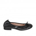 Bailarinas para mujer en piel negra con lazo y tacón 2 - Tallas disponibles:  33, 34, 42, 43, 44, 45