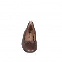 Bailarinas para mujer en piel marron oscura con lazo y tacón 2 - Tallas disponibles:  33, 42, 43, 44, 45, 46