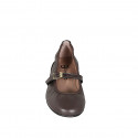 Bailarinas Mary Jane para mujer en piel marrón oscuro con tacón 2 - Tallas disponibles:  34, 43, 44, 45, 46