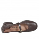Bailarinas Mary Jane para mujer en piel marrón oscuro con tacón 2 - Tallas disponibles:  34, 43, 44, 45, 46
