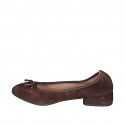 Ballerina a punta da donna in camoscio testa di moro con fiocco tacco 2 - Misure disponibili: 32, 34, 42, 43, 44, 45, 46