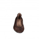 Ballerina a punta da donna in camoscio testa di moro con fiocco tacco 2 - Misure disponibili: 32, 34, 42, 43, 44, 45, 46