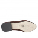 Ballerina a punta da donna in camoscio testa di moro con fiocco tacco 2 - Misure disponibili: 32, 34, 42, 43, 44, 45, 46