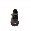 Escarpin Mary Jane pour femmes en cuir marron foncé abrasivé avec talon 5 - Pointures disponibles:  32, 33, 34, 42, 43, 44, 45, 46