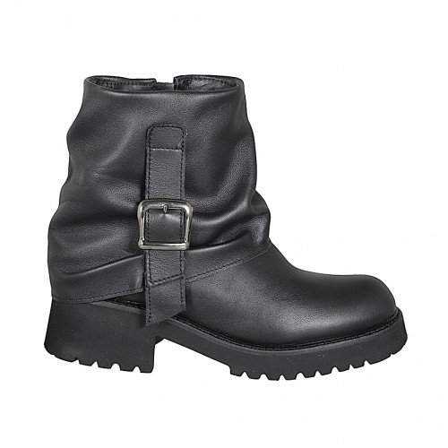 Botines biker para mujer en piel...
