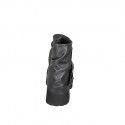 Stivaletto biker da donna in pelle nera con gambale drappeggiato con fibbia e cerniera tacco 5 - Misure disponibili: 32, 33, 34, 35, 42, 43, 44, 45, 46