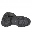 Stivaletto biker da donna in pelle nera con gambale drappeggiato con fibbia e cerniera tacco 5 - Misure disponibili: 32, 33, 34, 35, 42, 43, 44, 45, 46