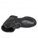 Stivaletto biker da donna in pelle nera con gambale drappeggiato con fibbia e cerniera tacco 5 - Misure disponibili: 32, 33, 34, 35, 42, 43, 44, 45, 46