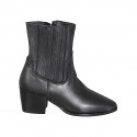 Woman's cowboy ankle boots in black leather with side elastic gussets, a side zipper heel 6 - Available sizes:  32, 33, 34, 42, 43, 44, 45, 46
