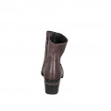Bottines western pour femmes en cuir marron foncé avec empiècement en cuir sur le talon, fermeture zippée et talon 6 - Pointures disponibles:  33, 34, 42, 43, 44, 45
