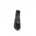 Bottines western pour femmes en cuir noir avec empiècement en cuir sur le talon, fermeture zippée et talon 6 - Pointures disponibles:  32, 33, 34, 35, 42, 43, 44, 45