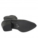 Bottines western pour femmes en cuir noir avec empiècement en cuir sur le talon, fermeture zippée et talon 6 - Pointures disponibles:  32, 33, 34, 35, 42, 43, 44, 45