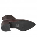 Stivaletto a punta da donna con elastici laterali in pelle testa di moro tacco 5 - Misure disponibili: 32, 33, 34, 42, 43, 44