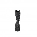 Stivale da donna con cerniera intera in pelle arricciata nera tacco 5 - Misure disponibili: 33, 34, 43, 44, 45, 46