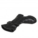 Stivale da donna con cerniera intera in pelle arricciata nera tacco 5 - Misure disponibili: 33, 34, 43, 44, 45, 46