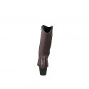 Botas texanas de mujer en piel marrón oscuro con cremallera y tacón 6 - Tallas disponibles:  32, 33, 34, 35, 42, 43, 44, 45, 46