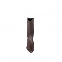 Botas texanas de mujer en piel marrón oscuro con cremallera y tacón 6 - Tallas disponibles:  32, 33, 34, 35, 42, 43, 44, 45, 46