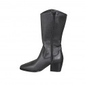 Botas texanas de mujer en piel negra con cremallera y tacón 6 - Tallas disponibles:  33, 34, 35, 42, 43, 44, 45, 46