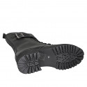 Woman's combat boots in black leather with buckles, laces, side zip heel 5 - Available sizes:  32, 33, 34, 42, 43, 44, 45, 46