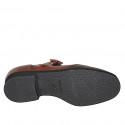 Zapatos de salón Mary Jane para mujer con correa en T en piel marrón y tacón 3 - Tallas disponibles:  33, 34, 42, 43, 44, 45