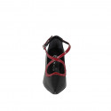 Escarpin pour femmes à bout pointu en cuir verni noir et bordeaux, avec bride croisée et talon 7 - Pointures disponibles:  32, 33, 34, 35, 42, 43, 44, 45