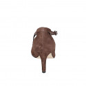 Décolletè a punta da donna in camoscio testa di moro e pelle marrone con cinturino incrociato tacco 7 - Misure disponibili: 32, 33, 34, 35, 42, 43, 44, 45