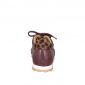 Sneakers para mujer con cordones en piel granate y piel de pelo estampada, con plantilla extraíble y cuña 2 - Tallas disponibles:  42, 43, 44, 45, 46