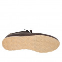 Sneakers à lacets pour femme en cuir marron foncé et cuir façon poulain imprimé, avec semelle intérieure talon compensée 2 - Pointures disponibles:  42, 43, 44, 45, 46
