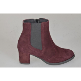 Bottines pour femmes en daim bordeaux avec semelle intérieure amovible, élastique, fermeture éclair et talon 6 - Pointures disponibles:  32, 33, 34, 35, 42, 43, 44, 45, 46