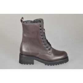 Woman’s dark brown leather lace-up ankle boots with zip heel 5 - Available sizes:  32, 33, 34, 42, 43, 44, 45, 46