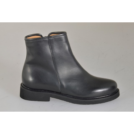 Bottines pour femmes en cuir noir avec fermeture zippée et talon 3 - Pointures disponibles:  32, 33, 34, 42, 43, 44, 45, 46
