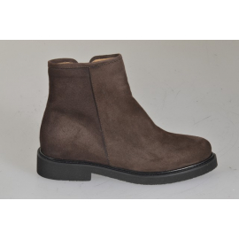 Botines para mujer en gamuza color marrón oscuro con cremallera y tacón 3 - Tallas disponibles:  32, 33, 34, 35, 42, 43, 44, 45, 46