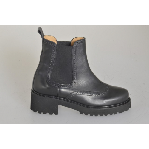 Bottines Chelsea pour femmes en cuir noir avec détail façon bout fleuri talon 5 - Pointures disponibles:  32, 33, 34, 42, 43, 44, 45, 46