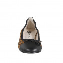 Woman’s ballerina flats with toe cap and bow in spotted print suede and black leather heel 2 - Available sizes:  33, 42, 43, 44, 46
