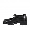 Woman’s black distressed leather Mary Jane pumps heel 5 - Available sizes:  32, 33, 34, 42, 43, 44, 45, 46