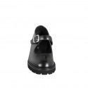 Woman’s black distressed leather Mary Jane pumps heel 5 - Available sizes:  32, 33, 34, 42, 43, 44, 45, 46