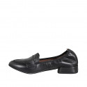 Woman’s black leather pointed-toe loafers heel 2 - Available sizes:  32, 33, 34, 42, 43, 44, 45, 46