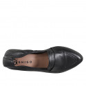 Woman’s black leather pointed-toe loafers heel 2 - Available sizes:  32, 33, 34, 42, 43, 44, 45, 46