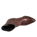 Stivaletto texano da donna in pelle cuoio con elastici e cerniera tacco 6 - Misure disponibili: 32, 33, 34, 35, 42, 43, 44, 45, 46