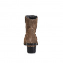 Woman’s Western ankle boots in brown suede with leather insert, studs on the heel and zip heel 6 - Available sizes:  32, 33, 34, 43, 44, 45, 46