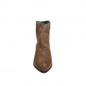 Woman’s Western ankle boots in brown suede with leather insert, studs on the heel and zip heel 6 - Available sizes:  32, 33, 34, 43, 44, 45, 46