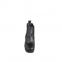 Bottines pour femmes en cuir noir avec plateforme et élastiques latéraux talon 6 - Pointures disponibles:  33, 42, 43, 44, 45