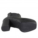 Woman’s black leather ankle boots with platform and side elastic panels heel 10 - Available sizes:  33, 42, 43, 44, 45