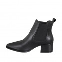 Woman’s black leather Beatle ankle boots with elastic panels heel 5 - Available sizes:  33, 34, 35, 42, 43, 44, 45, 46