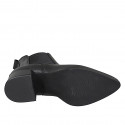 Woman’s black leather Beatle ankle boots with elastic panels heel 5 - Available sizes:  33, 34, 35, 42, 43, 44, 45, 46