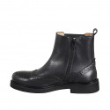 Botines para mujer en piel negra con cremallera, elástico, detalle de punta de ala y tacón 3 - Tallas disponibles:  32, 33, 34, 43, 44, 45, 46