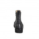 Woman’s black leather ankle boots with zip, elastic insert, wingtip detailing heel 3 - Available sizes:  32, 33, 34, 43, 44, 45, 46